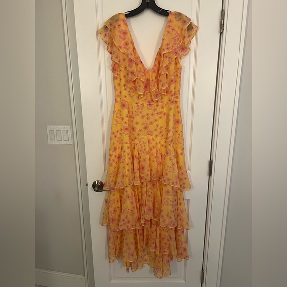 WAYF Size M yellow and pink ruffle dress - Picture 4 of 6